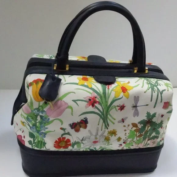 Auth GUCCI Flora Floral Flowers Canvas Leather Speedy Boston Duffel Handbag Bag - Picture 2 of 16